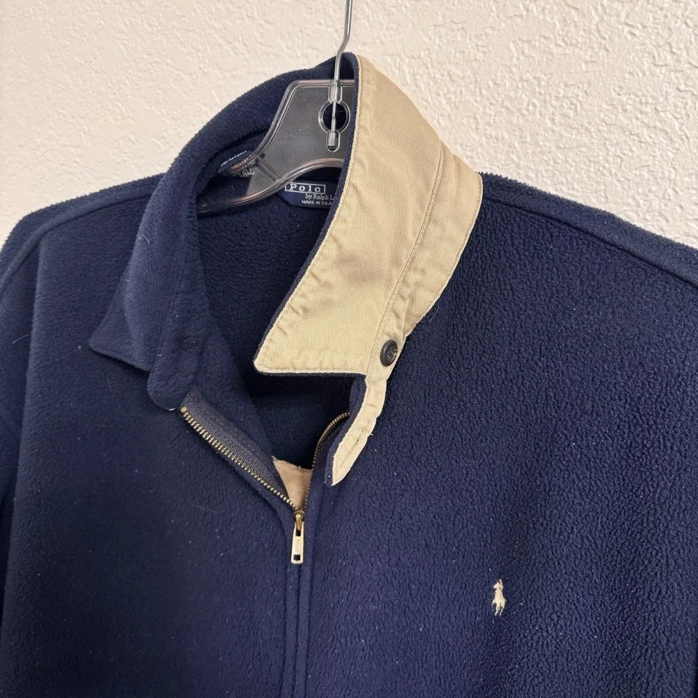 Vtg Polo Ralph Lauren Harrington Jacket Men XL Blue Fleece Classic‎ USA Made